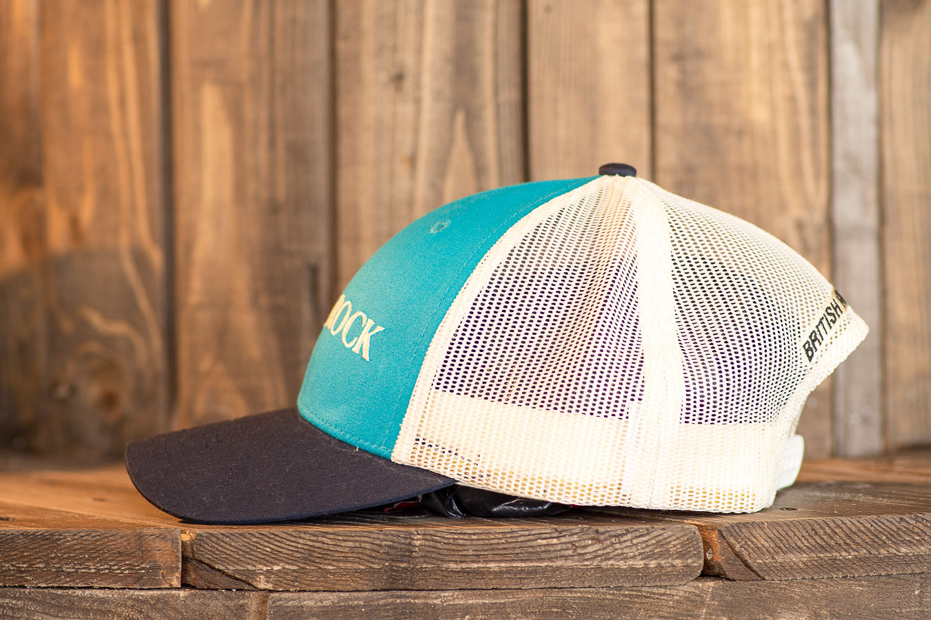 Mesh Back Twill Front Cap with Map Under Visor - Teal/Birch/Navy